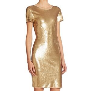 Michael Kors Gold diagonal Sequin Midi Dress medium